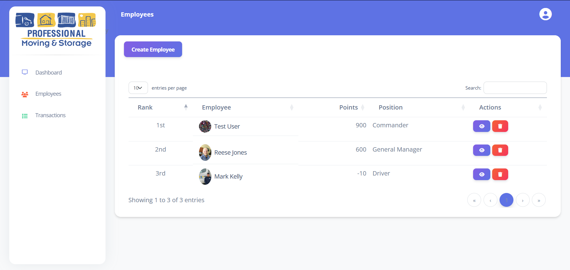 Employee Points Management
